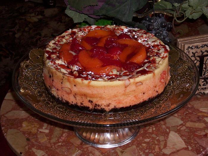 Cranberry Peach Almond Cheesecake