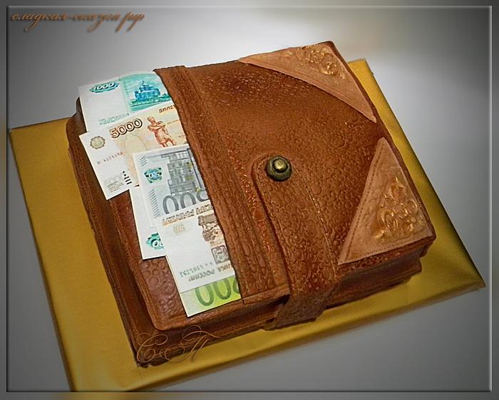 Cake "purse" with sugar money