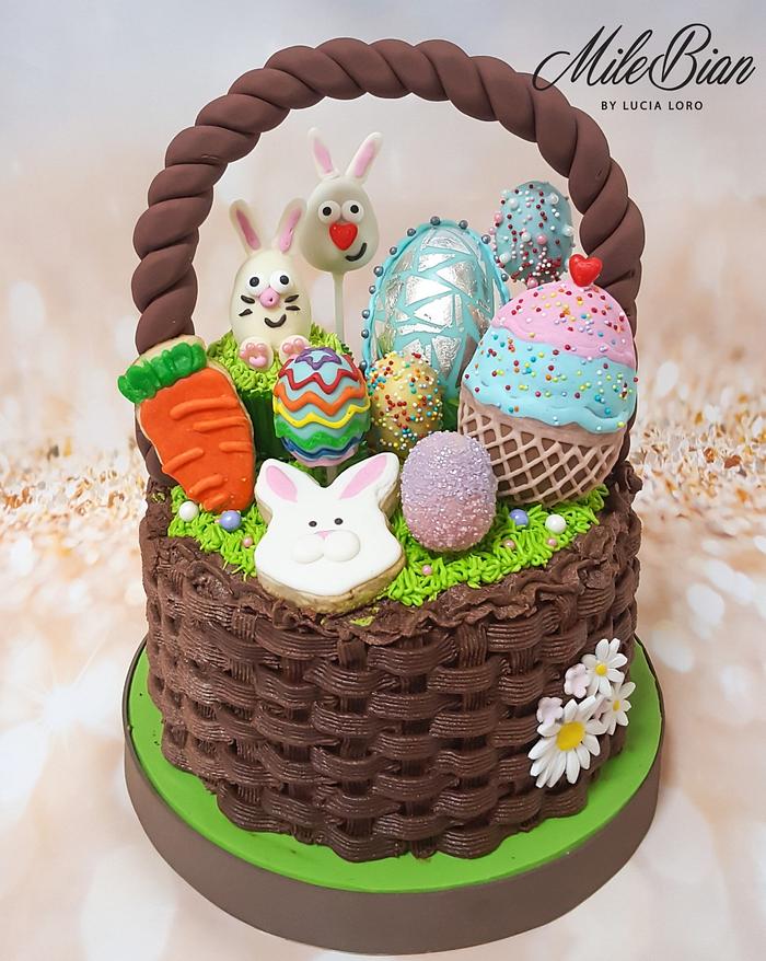 Easter basket cake full of goodies