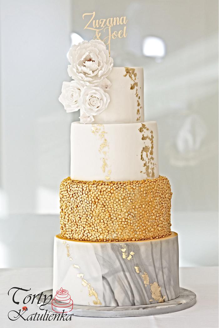 Gold - Silver Wedding Cake 
