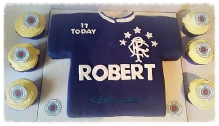 Glasgow rangers football shirt and cupcakes to match