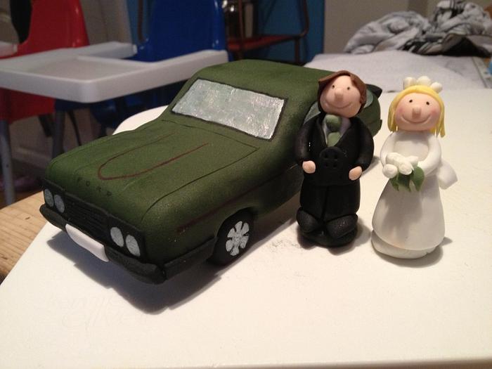 Ford Capri car wedding topper