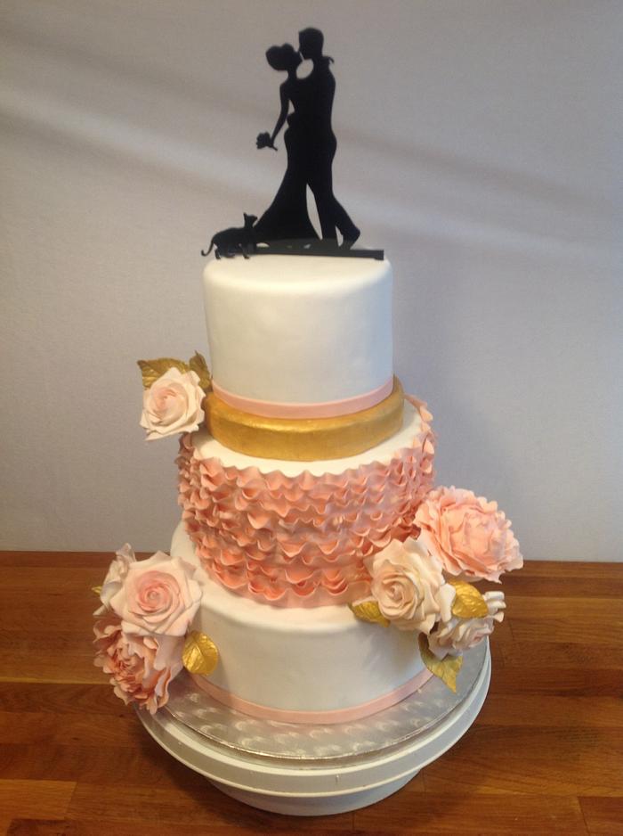 Ruffly wedding cake