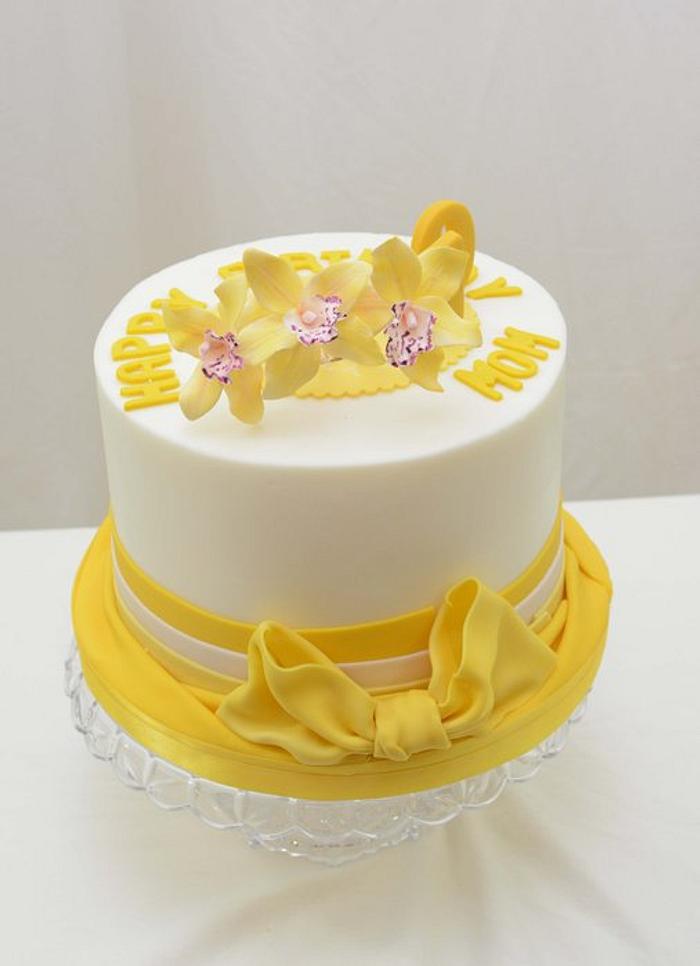 Yellow Orchid on a Cake