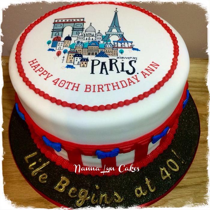 Paris inspired 40th birthday cake