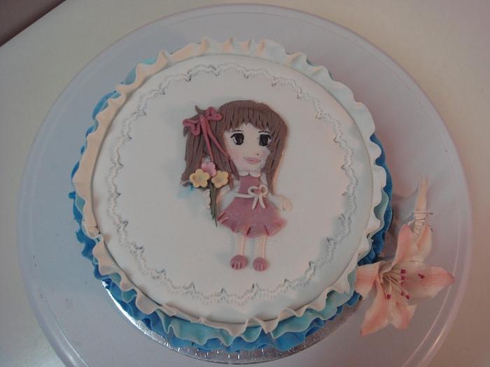 Animated girl topper cake