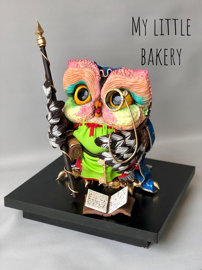 Owl and books cake 