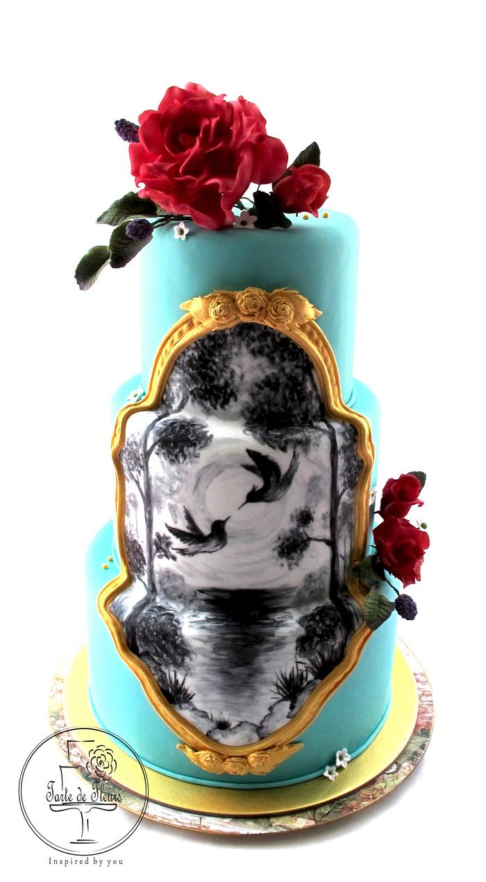 Lovebirds wedding cake