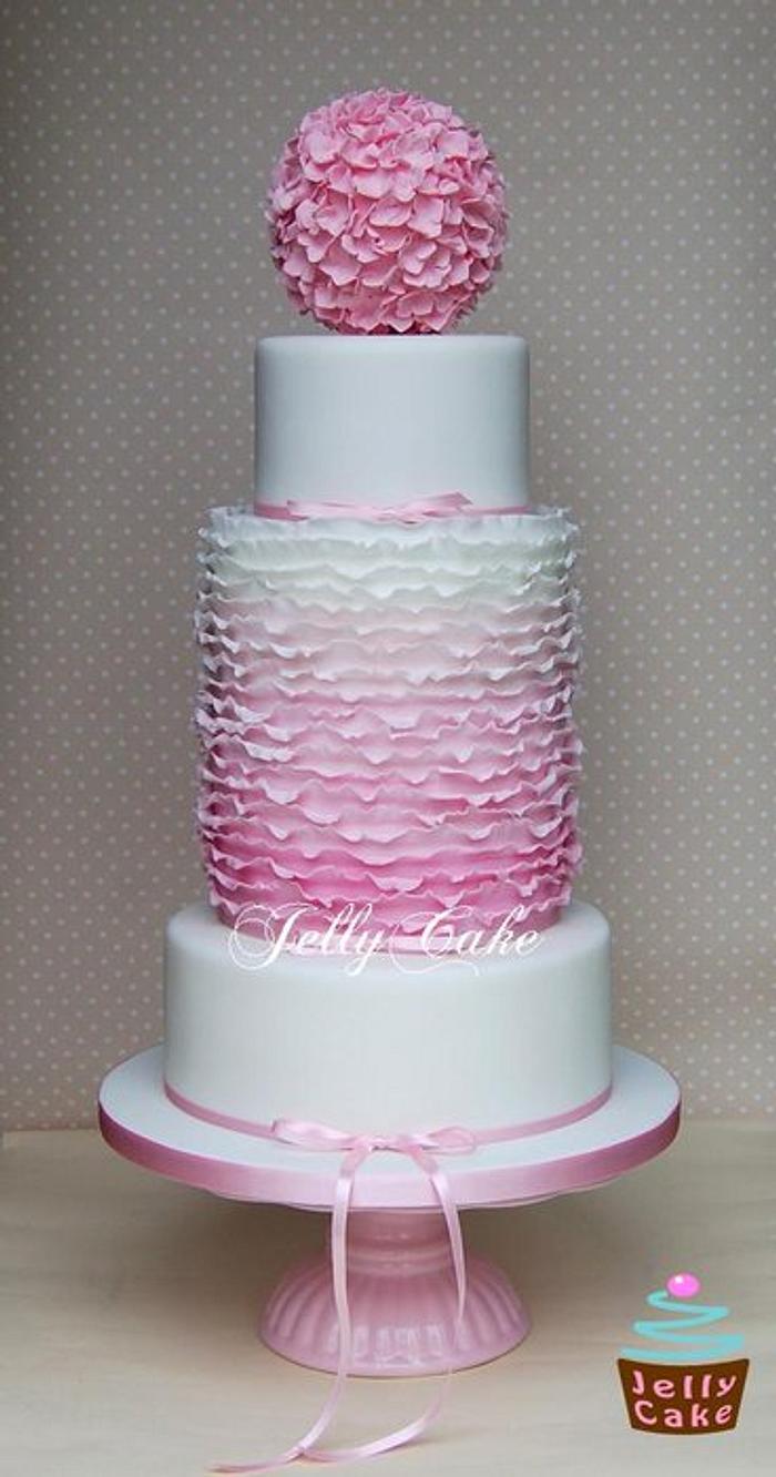 Ombre Frills Wedding Cake