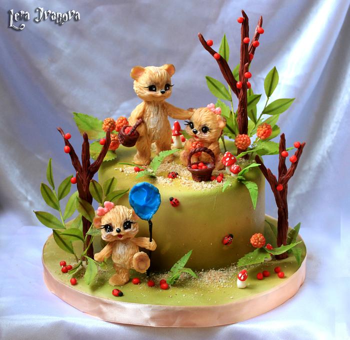 Cake "The Bears Play In The Meadow"