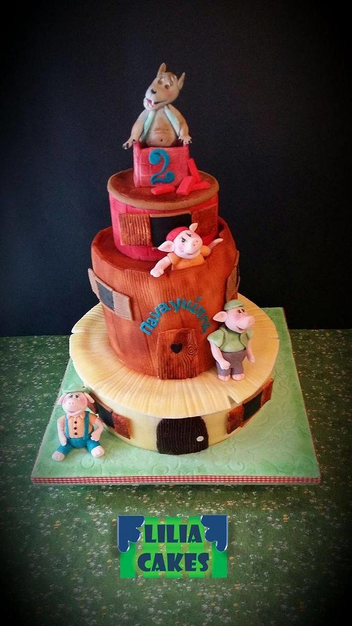 Three Little Pigs on a Cake! 