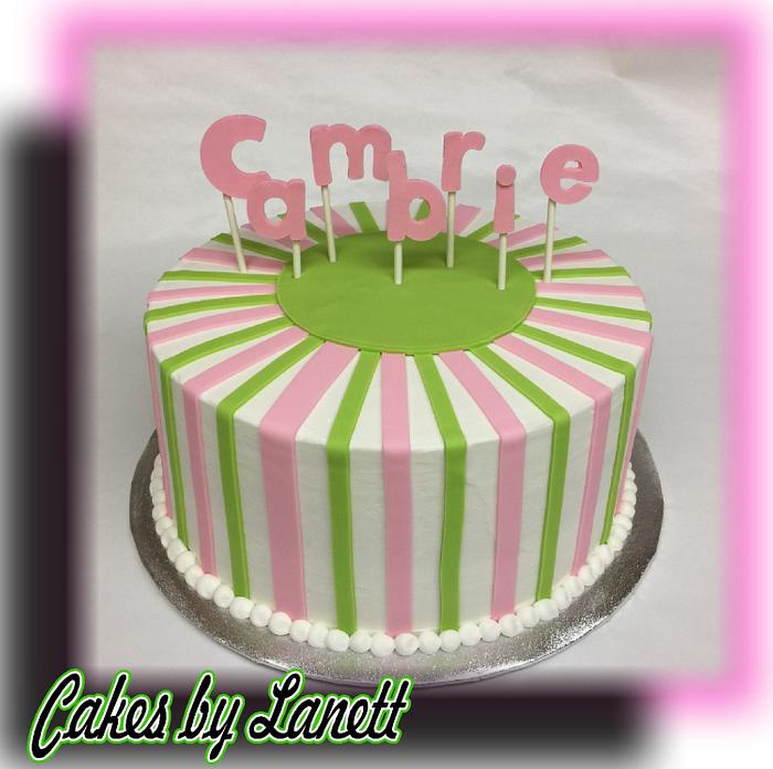 Pink and Lime Baby Shower Cake