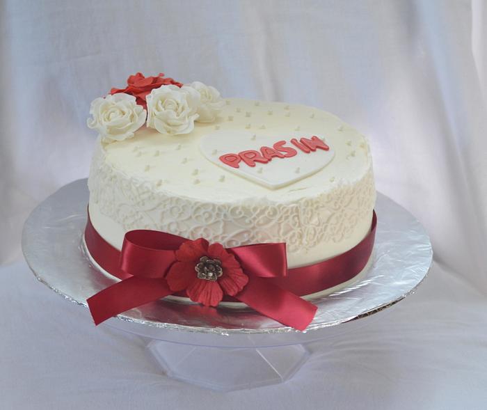 Simple & elegant Anniversary cake 