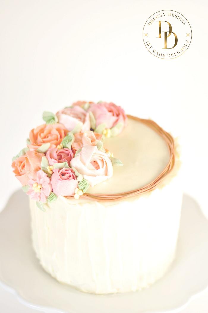 2-Tiered Simple Pressed Flower Cake *Local delivery & pick-up only* -  Yvonne's Vegan Kitchen