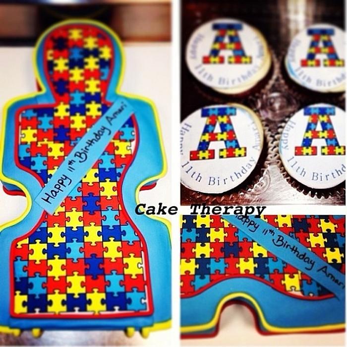 Autism Puzzle Cake 