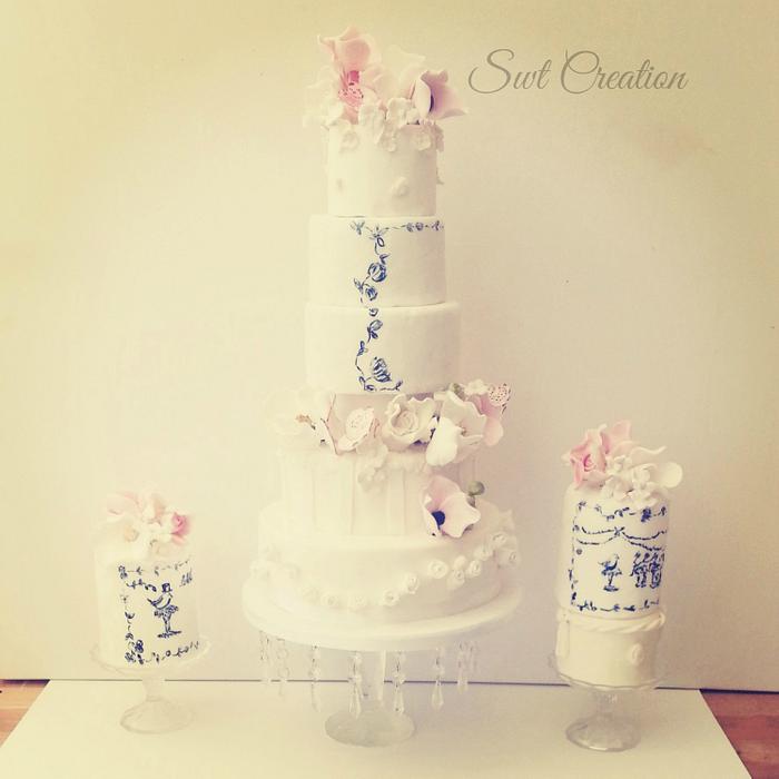 Hand painted wedding cake.