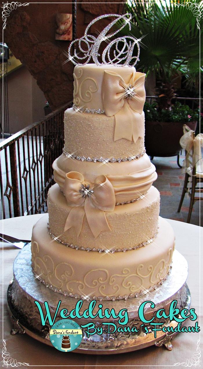 Ivory pearl wedding cake