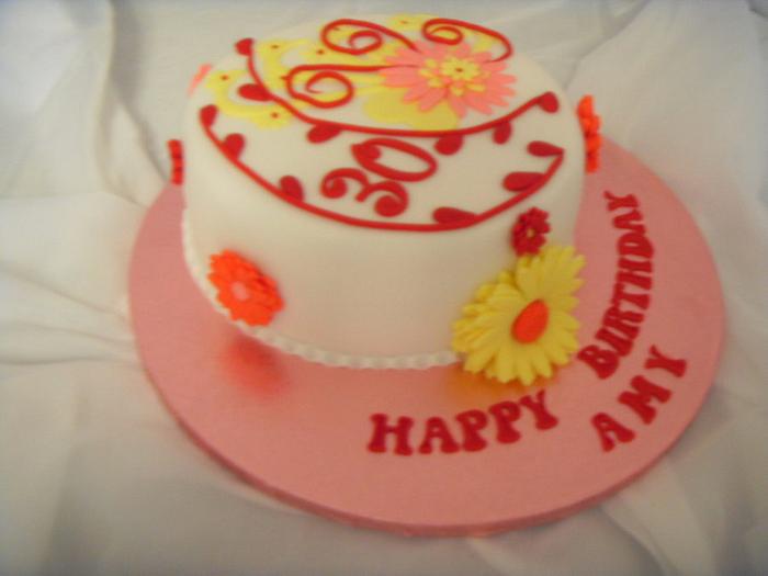 Applique & Dahlias 30th Birthday Cake