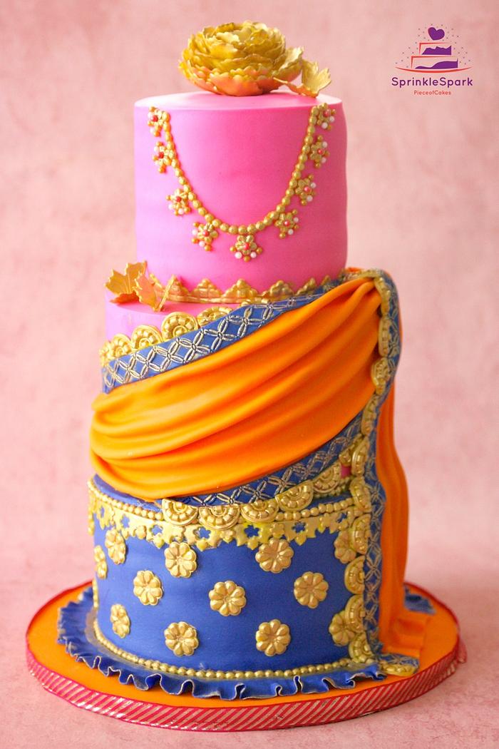 Half Saree Ceremony Cake