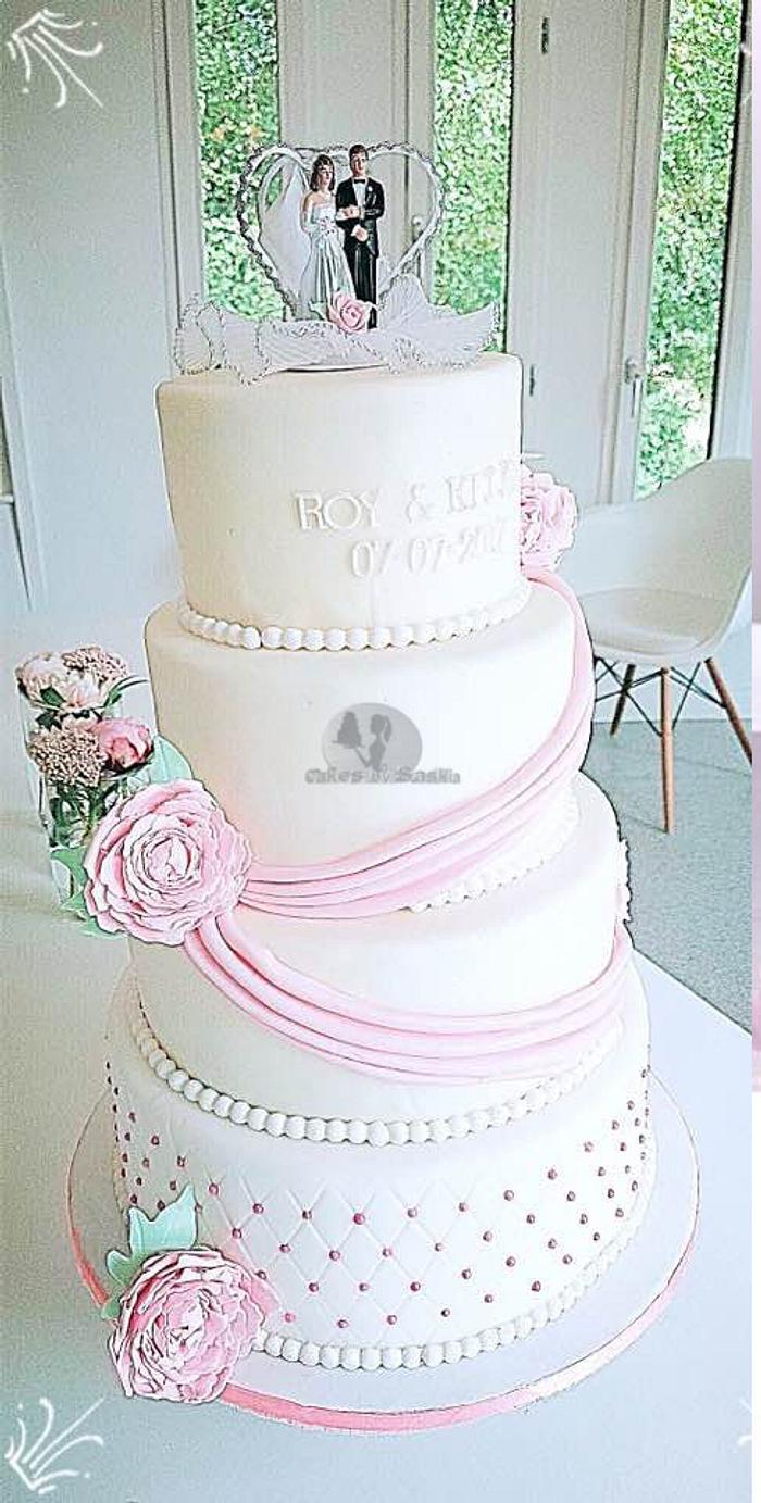 Wedding cake with Peony roses