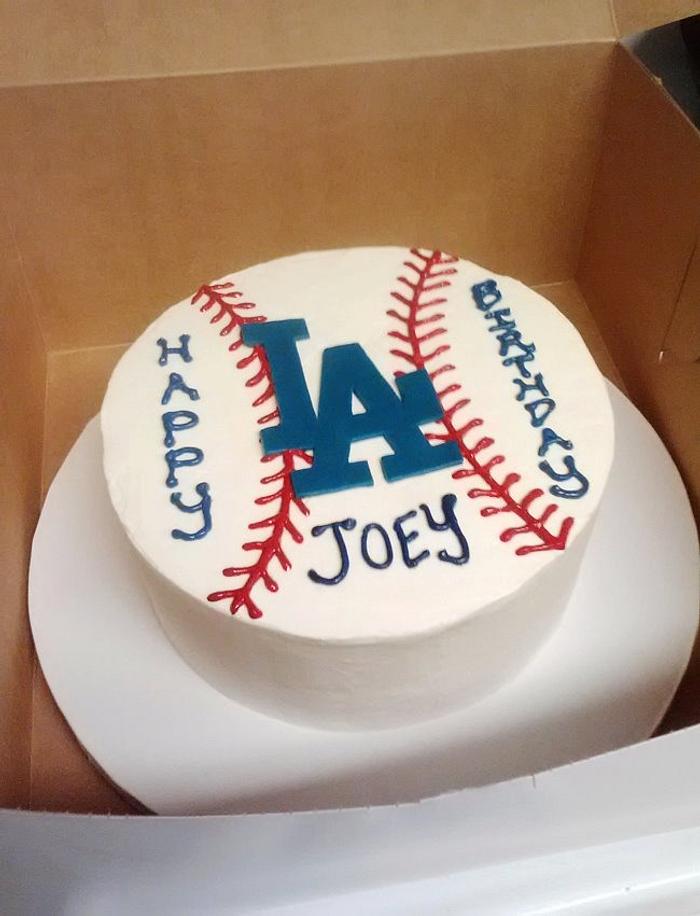 LA Dodgers Baseball Cake