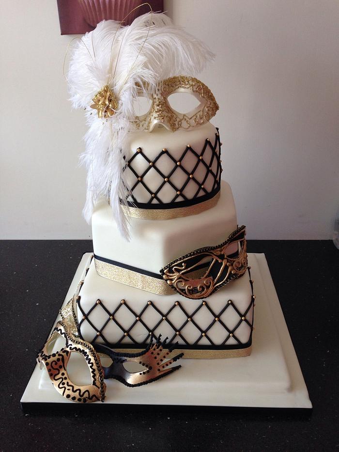 Masquerade wedding cake