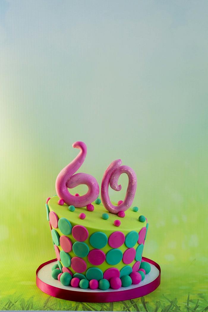 60th topsy turvy birthday cake 