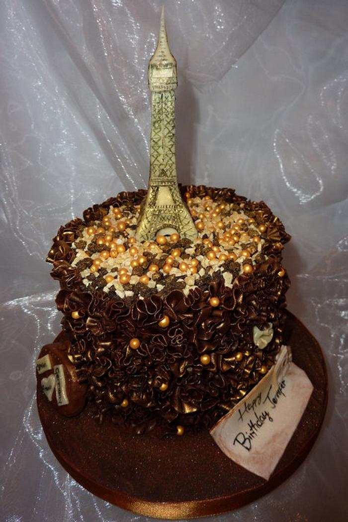 All chocolate Eiffel Tower  cake