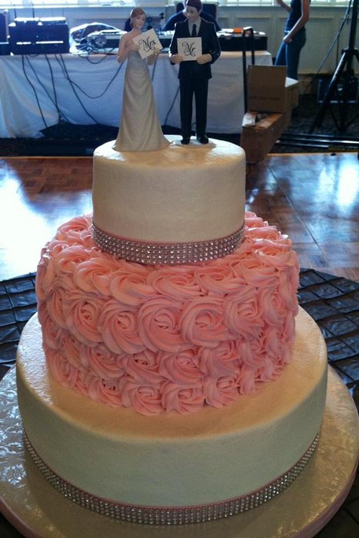 Pink Rosette Wedding Cake