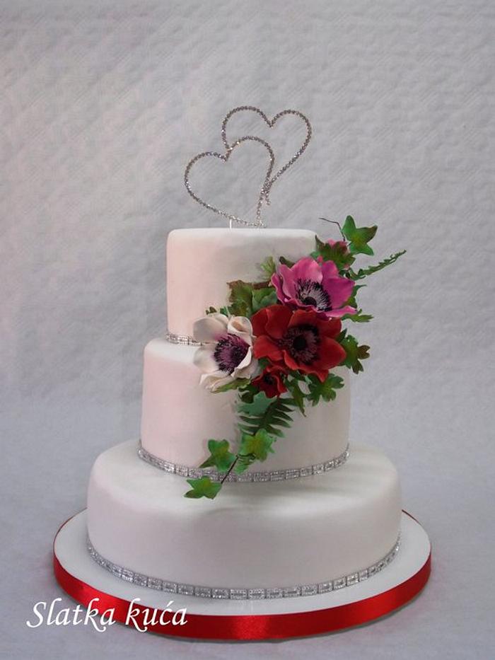 Anemone wedding cake