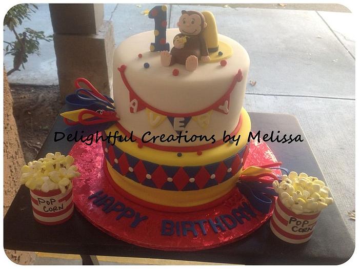 Curious George circus theme birthday cake   
