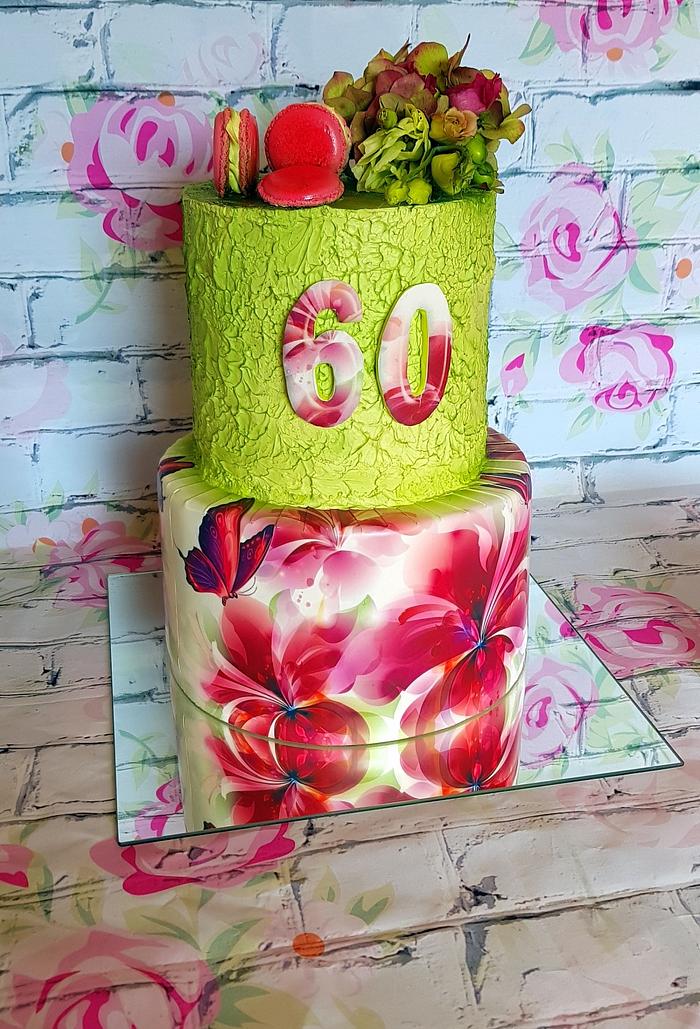 Flower print birthday cake