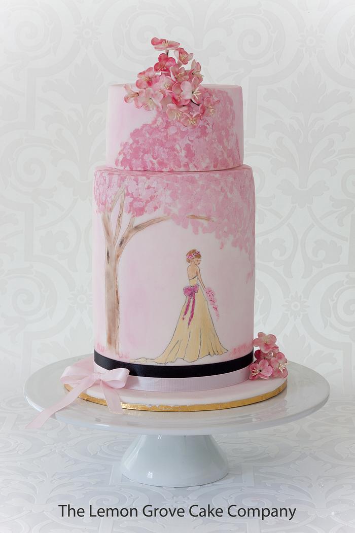 Hand Painted Cherry Blossom Cake - Decorated Cake by The - CakesDecor