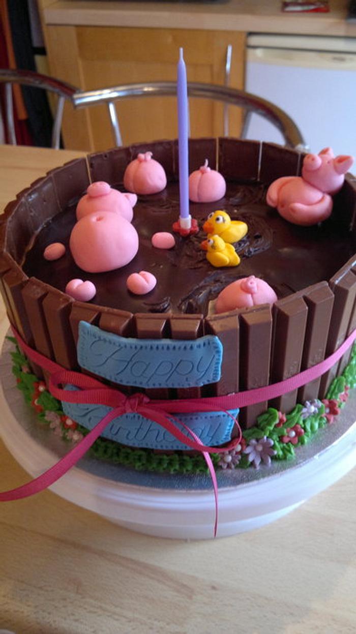 Muddy Piggies cake