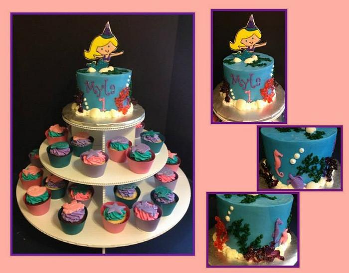 Mermaid Cake & Cupcake Tower