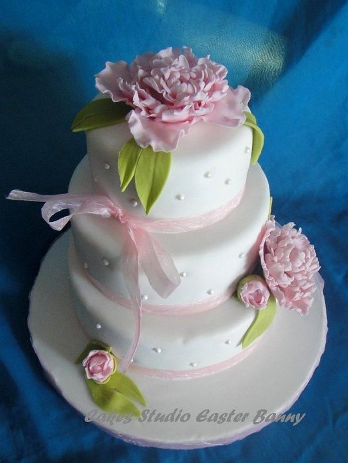 Peony wedding cake.