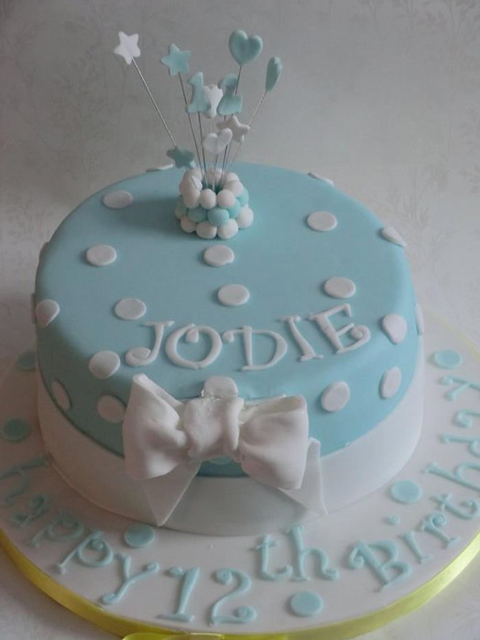 Turquoise Polka dots cake