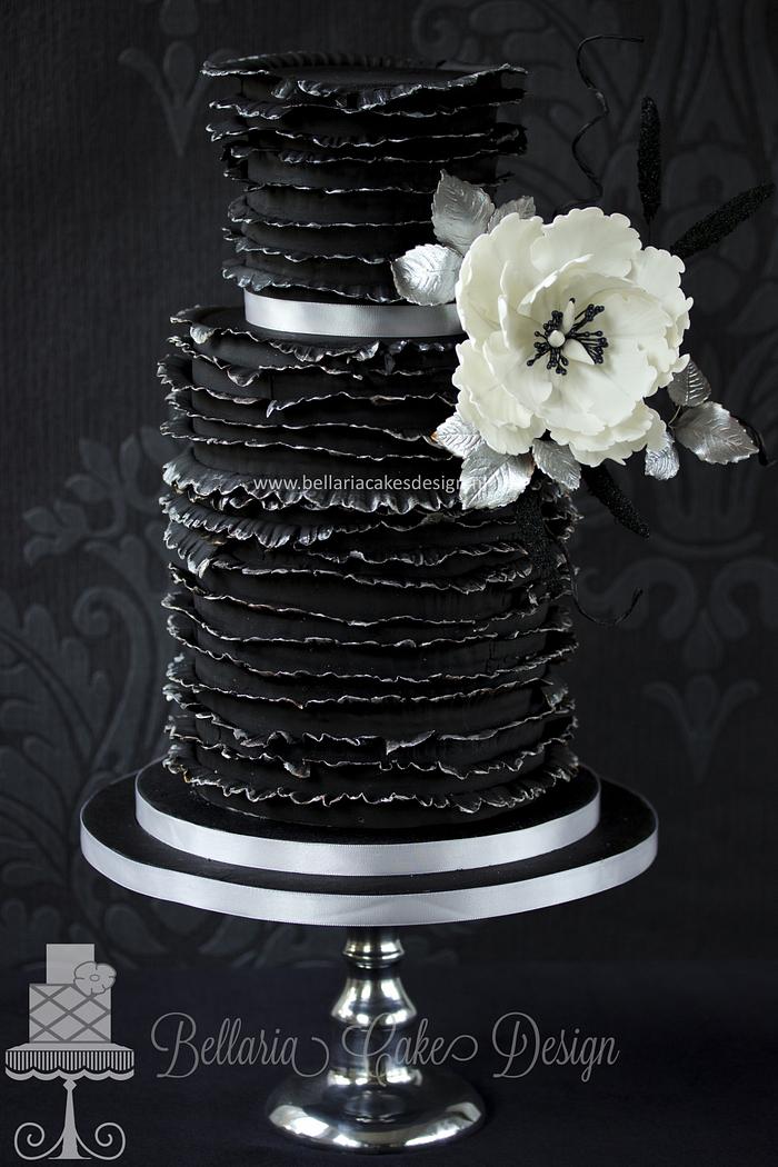 Black friday ruffles birthday cake