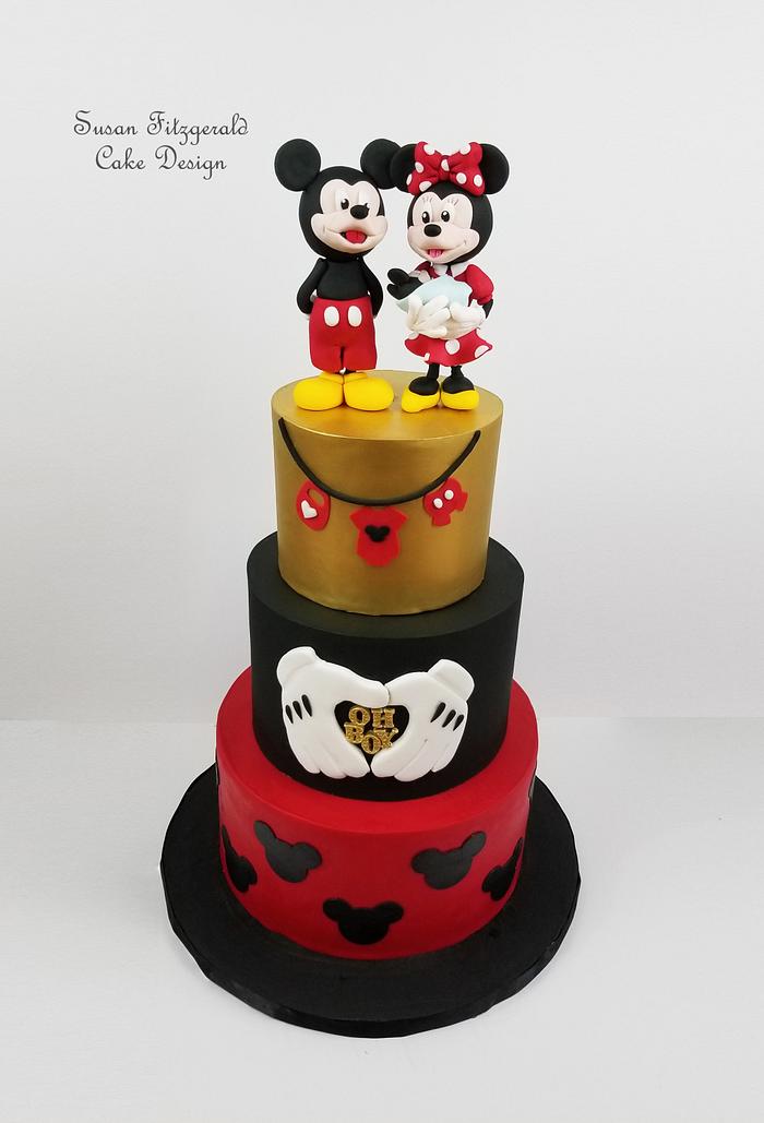 Mickey and Minnie Mouse Baby Shower Cake