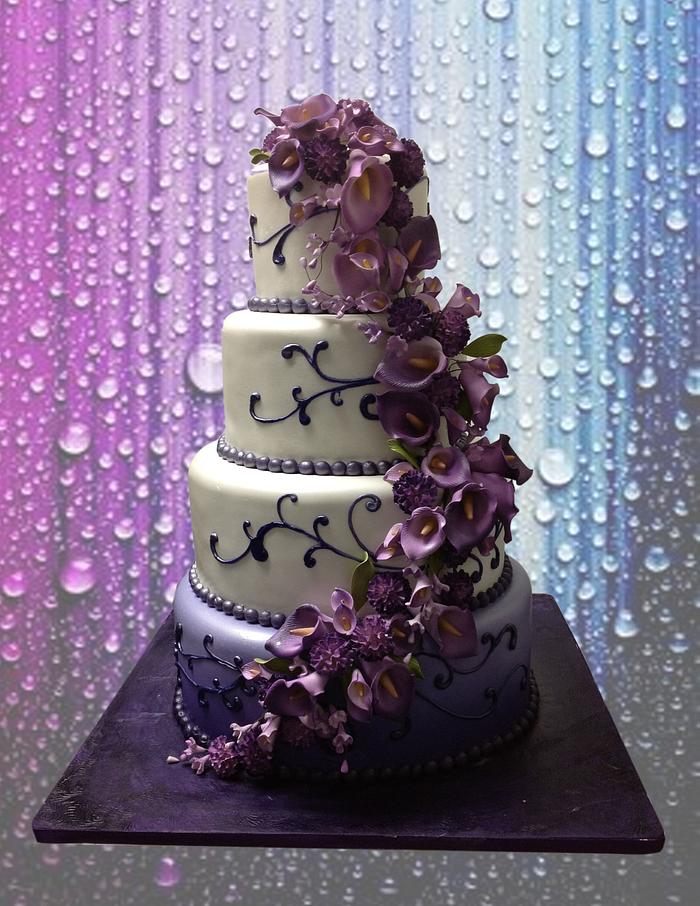 Purple & White Elegant Cake