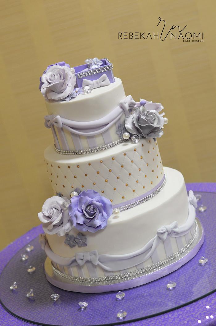 Lilac and Silver engagement cake