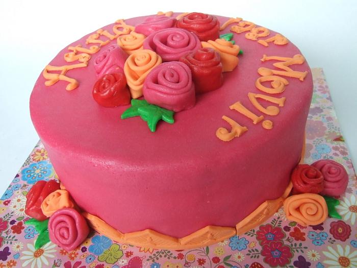 cake with roses.