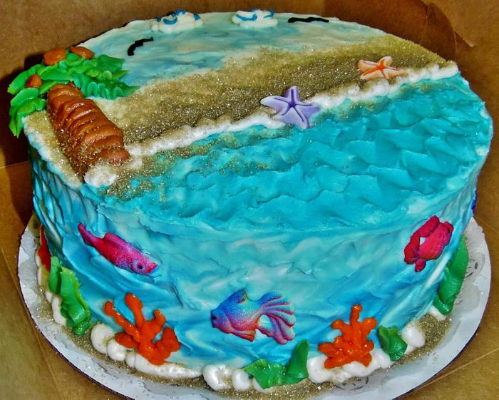 Fun buttercream beach cake