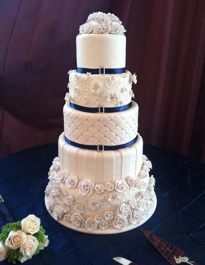 Elegant 5 tiered wedding cake