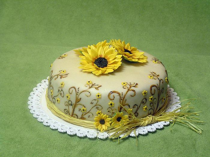 cake with sunflowers