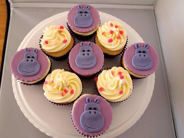 Hippo themed cupcakes