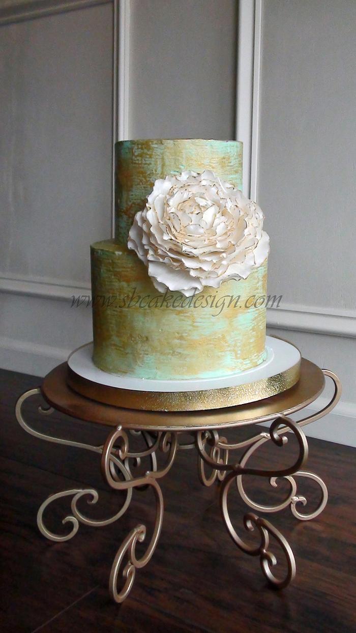 Antique Gold Painted Buttercream Cake