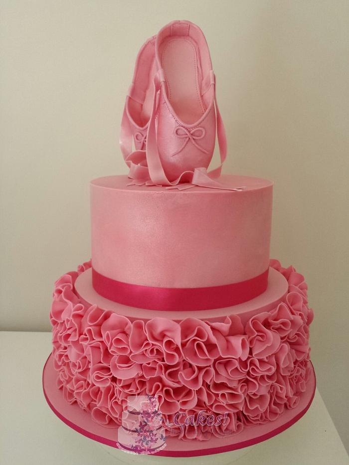 Pretty Pink Ballerina Ruffle Cake