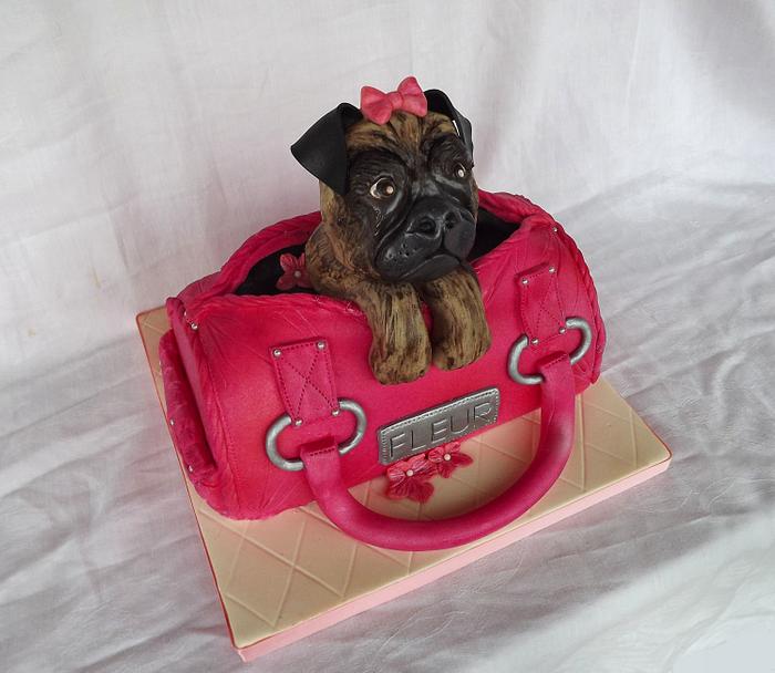 Pug Dog In A Handbag Cake