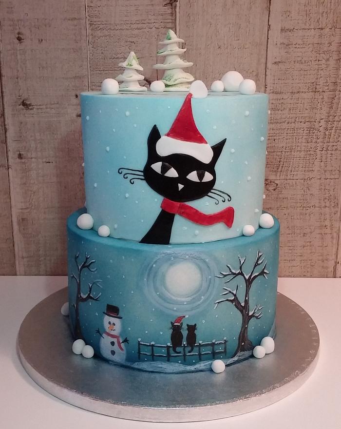 Cat christmas cake